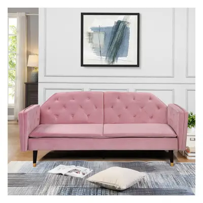 (Pink) Plush Velvet Tufted Sofa Bed In Various Colours