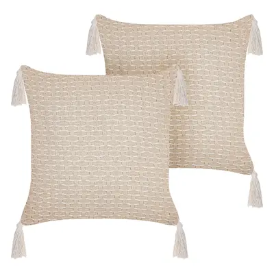 Set of Cushions Geometric Pattern HAKONE x cm Light Beige