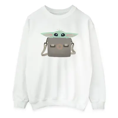 (L, White) Star Wars Womens/Ladies The Mandalorian Grogu Luggage Sweatshirt