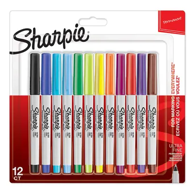 Sharpie Ultra Fine Point Permanent Markers - Pack of 12, Assorted Colour