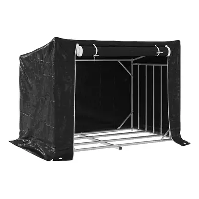 (150.5 x 100.5 x 110.5 cm) vidaxL Firewood Rack with Rain Cover 100.5x100.5x110.5 cm Galvanised 