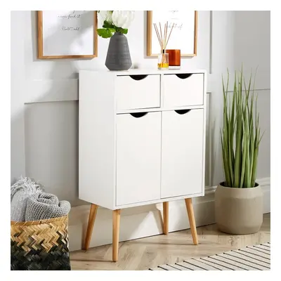 Sideboard White Storage Cabinet Door Drawer Cupboard Solid Wood Legs Scandi