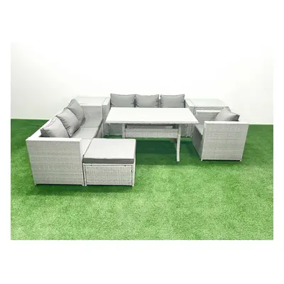 Fimous Pieces Outdoor Rattan Sofa Set with Cushions Patio Garden Furniture Sets with Armchair Di