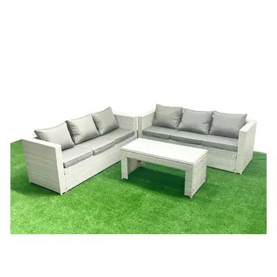 Fimous Seater Garden Outdoor Rattan Furniture Set Rattan Garden Sofa Oblong Coffee Table Light G