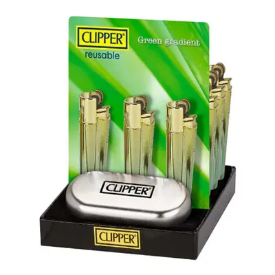 12 Clipper CMP11R Metal Flint Green Gradient Lighters - CM0S127UK