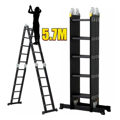 14in1 5.7M Aluminium Folding Ladder Multi Purpose Safety Step Ladders