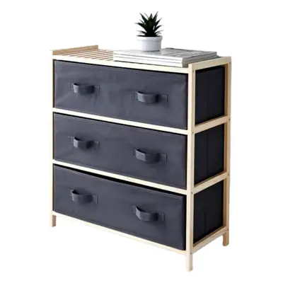 3 Drawer Canvas Unit Elegant Storage Fabric Drawers with Wood Top