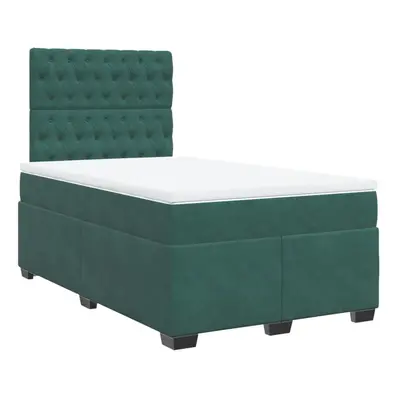 vidaXL Box Spring Bed with Mattress Dark Green 120x190 cm Small Double Velvet