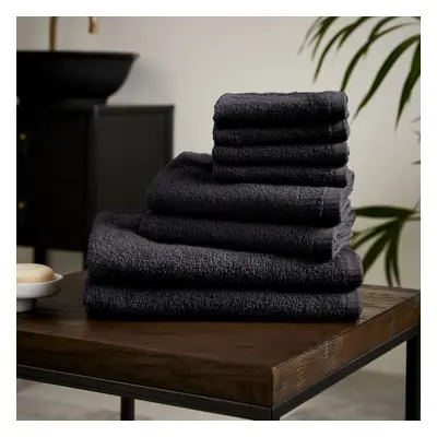 (Black) Catherine Lansfield Quick Dry 100% Cotton Piece Towel Bale