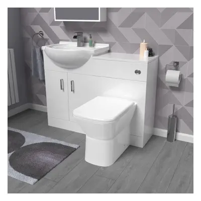 Nes Home White 1050mm Vanity Unit With WC Unit & Back To Wall Toilet