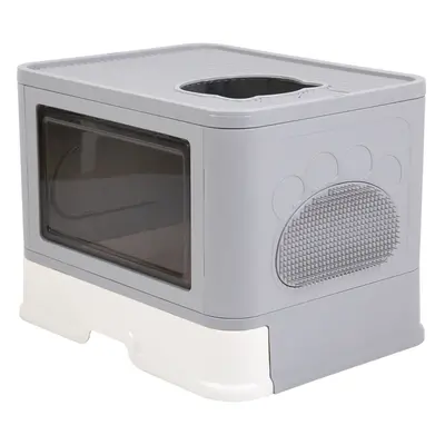 Cat Litter Tray Large Hooded Box With Seamless Filter Grooming Brush