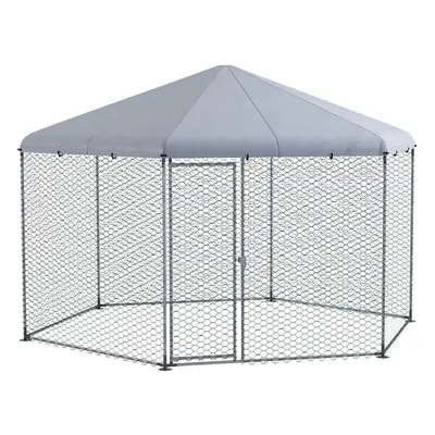 PawHut Walk-in Chicken Run w/ Cover, for Chickens, Hens, Rabbits, Ducks