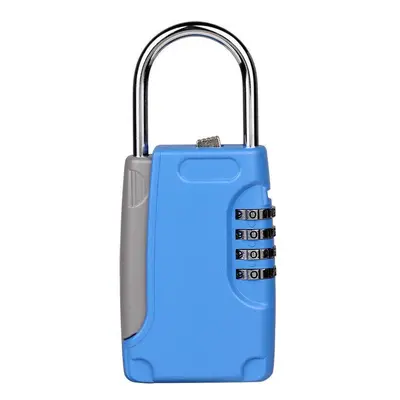 (Blue) Zinc Alloy Portable Anti Theft Key Storage Box with 4-digit Mechanical Password Code Lock