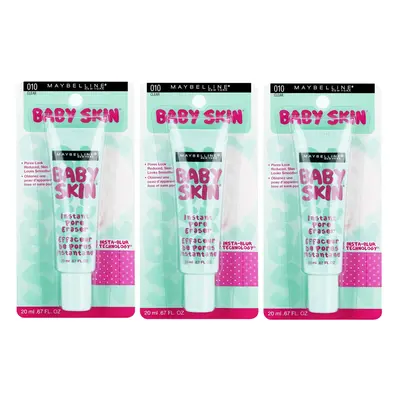 Maybelline Baby Skin Instant Pore Eraser Primer Clear 0.67 Fl Oz (Pack of 3)