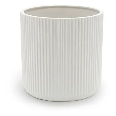 Amazon Basics Fluted Ceramic Round Planter 10Inch White