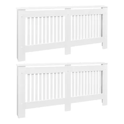 vidaXL 2x Radiator Covers White MDF 172cm Heating Shelf Cabinet Accessory