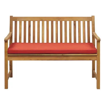 Garden Bench with Cushion VIVARA Certified Acacia Wood Dark Red