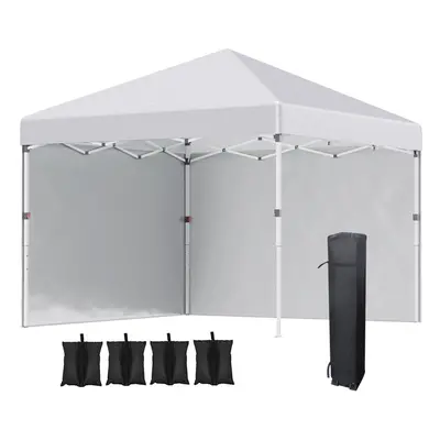 Outsunny 3x3 (M) Pop Up Gazebo Party Tent w/ Sidewalls, Weight Bags, White