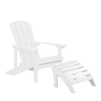 Garden Chair ADIRONDACK with Footstool White