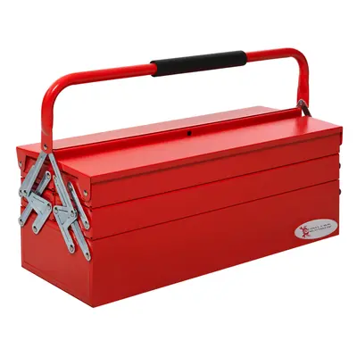 DURHAND Tier Metal Toolbox with Tray Carry Handle 56cmx20cmx34cm Red