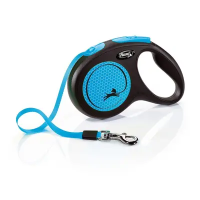 (5m, Blue/Black) Flexi Medium Neon Taped Retractable Dog Lead