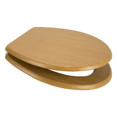 Soft Close Oak MDF Wood Toilet Seat with Quick Release Hinges