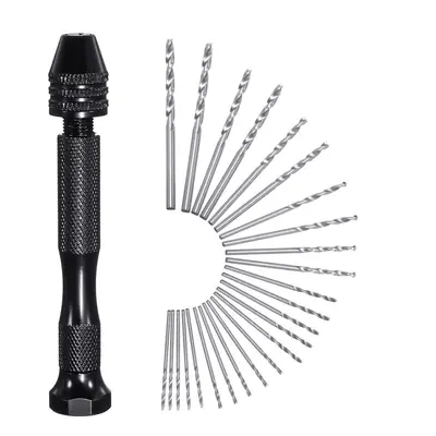 26 Pcs Precision Pin Vise Micro Mini Hand Twist Drill Bits Set for Metal Wood Jewelry Delicate D