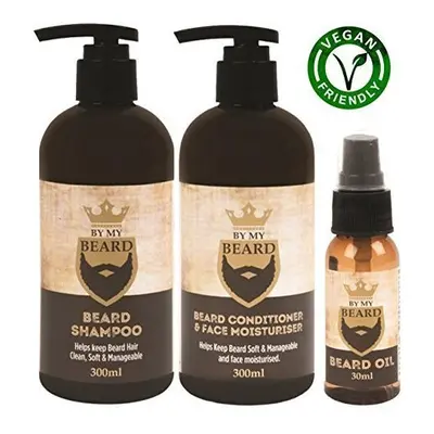 Beard Shampoo Conditioner Face Moisturiser Oil Complete Triple Pack Vegan