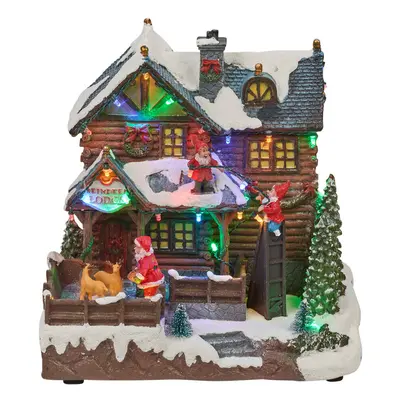 (25cm with Music) Light Up Christmas Festive Village Scene Illuminated LED Decor