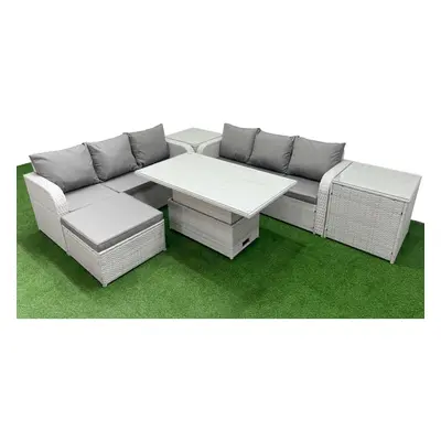 Fimous Outdoor Garden Furniture Sets Seater Wicker Rattan Furniture Sofa Sets with Big Footstool