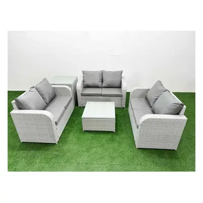 Fimous Seater PE Wicker Rattan Furniture Sofa Sets with Square Coffee Table Seater Love Sofa Sid