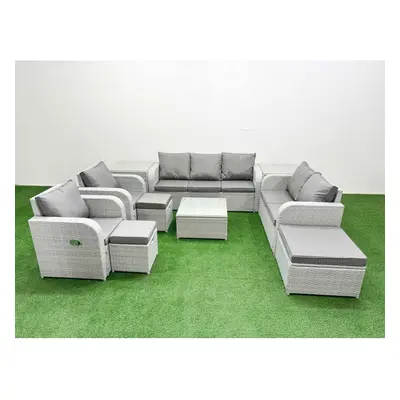 Fimous PE Rattan Garden Furniture Set Adjustable Chair Sofa Double Love Seat Seater Sofa Lounge 