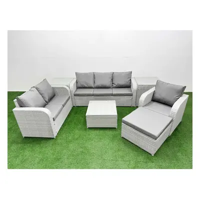 Fimous Patio PE Wicker Seater Outdoor Rattan Furniture Sofa Sets with Reclining Chair Loveseat S