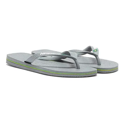 (6/7 UK, Steel Grey) Havaianas Mens Brasil Logo Summer Beach Pool Sandals Thongs Flip Flops