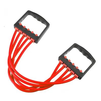 (Red) Removable Rubber Tubes Chest Expander Hand Gripper Arm Pull Bar Resistance Bands Fitness E