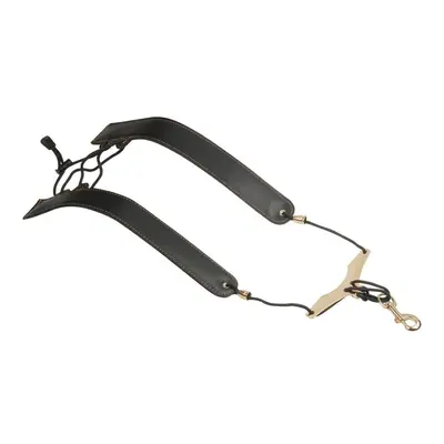 (Black) Adjustable Saxophone Shoulder Strap Sax Leather Strap for Alto/Tenor/Soprano Saxophones