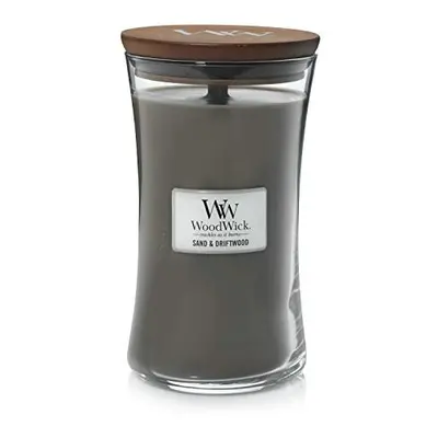 Woodwick Large Hourglass Scented Candle | Sand and Driftwood | with Crackling Wick | Burn Time: 