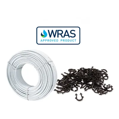 (Pipe 200m Roll + 60mm Pipe Staples) 16x2mm Pert Al Pert Water Underfloor Heating Plastic Compos