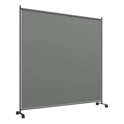 Outsunny Garden Screen with Wheels, 6ft Rolling Privacy Room Divider, Dark Grey