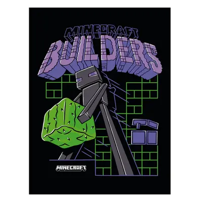 (60.5cm x 60.5cm x 2cm, Black/Green/Purple) Minecraft Builders Canvas Print