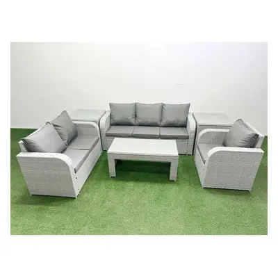 Fimous Patio PE Wicker Seater Outdoor Rattan Furniture Sofa Sets with Reclining Chair Loveseat S