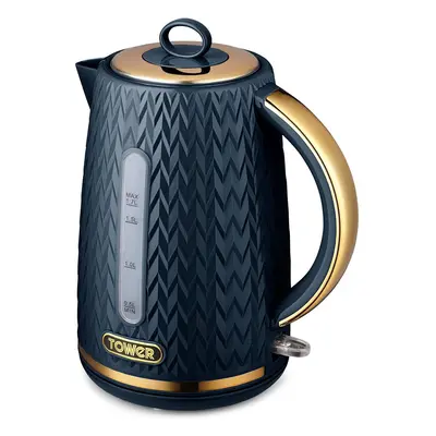 Tower T10052MNB Empire Boil Kettle, Midnight Blue Bronze Accents, 1.7L