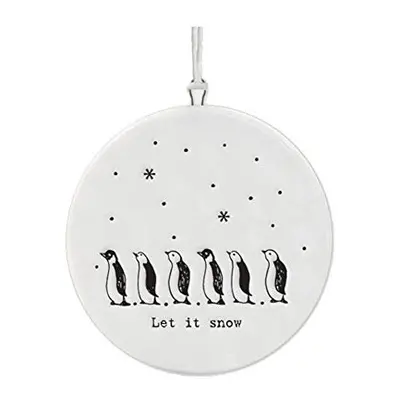 East of India Flat Porcelain Bauble Let it snow Penguins