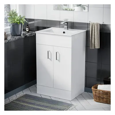 Nanuya 500mm White Stylish Slim Basin Vanity Unit