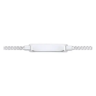 Jewelco London Kids Rhodium Plated Sterling Silver Classic Curb Identity ID Bar Bracelet inch - 