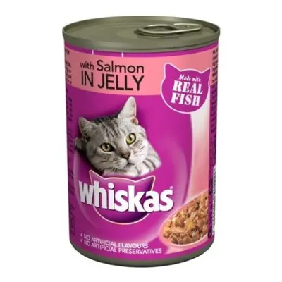 Whiskas Adult Wet Cat Food Tin Salmon in Jelly 390g (pack of 12)