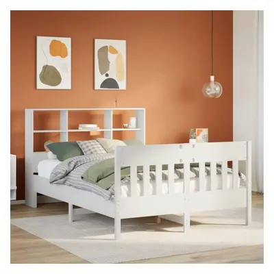 vidaXL Bed Frame without Mattress White 135x190 cm Double Solid Wood Pine