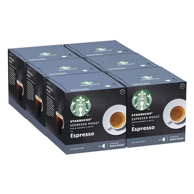 Starbucks Espresso Roast by Nescafe Dolce Gusto Dark Roast Coffee Pods (Pack of 6, Total Capsule