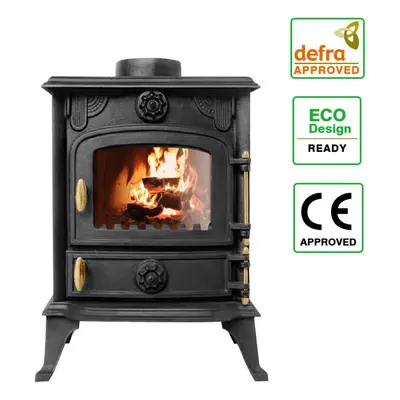 5KW Multifuel Stove Cast Iron Wood Burning Log Burner Fireplace Black Defra Eco Design