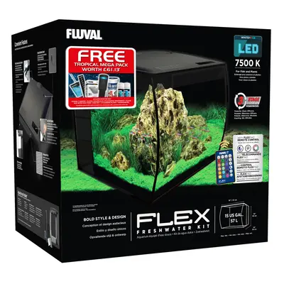 Fluval Flex 57L Black Tropical Aquarium Bundle Fish Tank Bargain